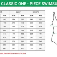 1 Piece Swimsuit Size Chart