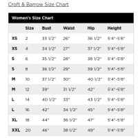 2x Large Size Chart