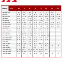 A4 Performance Shirt Size Chart