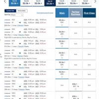 Alaska Air Mileage Plan Award Chart