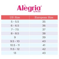 Alegria Women S Shoe Size Chart