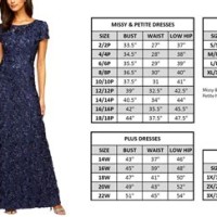 Alex Evening Dress Size Chart