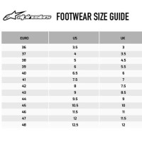 Alpinestars Boot Size Chart