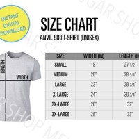 Anvil 980 Shirt Size Chart