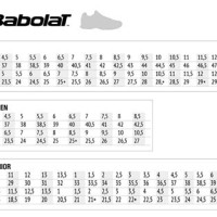 Babolat Junior Tennis Shoes Size Chart