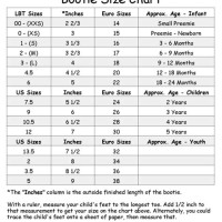 Baby Bootie Size Chart