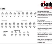 Badger Brand Shorts Size Chart