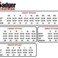 Badger Mesh Shorts Size Chart