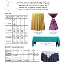 Banquet Table Linen Size Chart