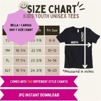 Bella Canvas 3001 Youth Size Chart