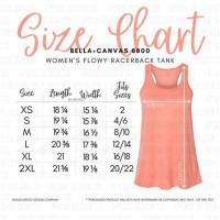 Bella Racerback Tank Size Chart