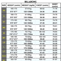 Billabong Wetsuit Gloves Size Chart