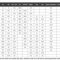 Bloch Shoe Size Chart Australian