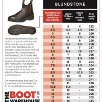 Blundstone Work Boots Size Chart