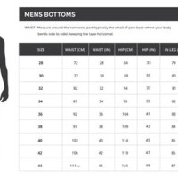 Bottom Size Chart Mens