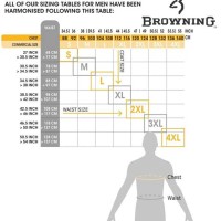 Browning Hunting Clothes Size Chart