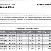 Cannondale F5 Mountain Bike Size Chart