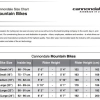 Cannondale Women S Mountain Bike Size Chart