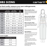 Carhartt Womens Overalls Size Chart