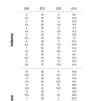 Childrens Shoes Size Chart Uk