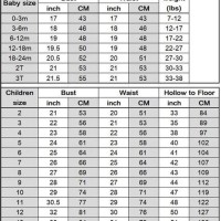 Chinese Children S Clothing Size Conversion Chart