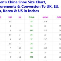 Chinese Men S Shoe Size Chart