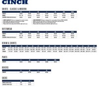 Cinch Clothing Size Chart