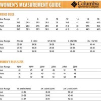 Columbia Womens Jacket Size Chart