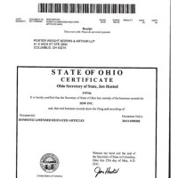 Corporate Charter Number Ohio State