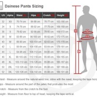 Dainese Mens Pants Size Chart Conversion