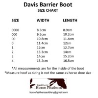 Davis Hoof Boot Size Chart