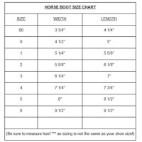 Davis Horse Boot Size Chart