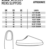 Dearfoam Mens Slippers Size Chart