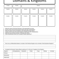 Domain And Kingdom Characteristics Chart Worksheet