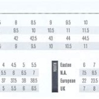 Easton Skate Size Chart