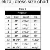 Eliza J Dress Size Chart