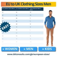 European Pants Size Chart Mens