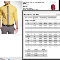 Express Mens Shirts Size Chart