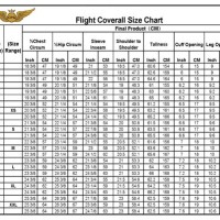 Flight Suit Size Chart