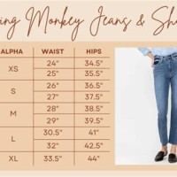 Flying Monkey Jeans Size Chart