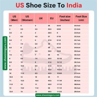 Foot Length To Shoe Size Chart India