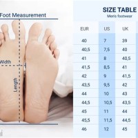 Foot Width Shoe Size Chart