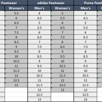 Football Cleat Size Chart