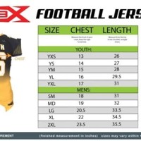 Football Jersey Number Size Chart