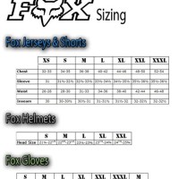 Fox Bike Glove Size Chart