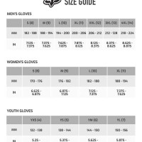 Fox Mountain Bike Gloves Size Chart