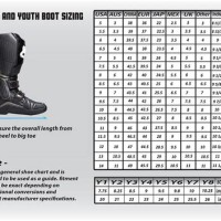 Fox Racing Youth Boots Size Chart