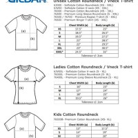 Gildan Brand Size Chart