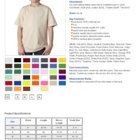 Gildan Short Sleeve Youth Shirt Size Chart