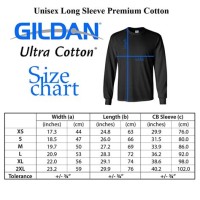 Gildan Ultra Cotton Long Sleeve Size Chart